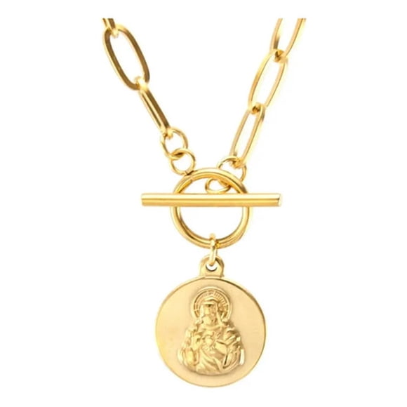 Collar Sagrado Corazon Jesús; Protección; Regalo Para Mujer Dorado