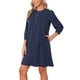 thumbnail image 4 of Vestido Mini con Botones y Cuello Redondo Elegante Casual de Negocios con Mangas 3/4 Abullonadas para Mujer INSPIRE CHIC 2026 L Azul Oscuro, 4 of 6