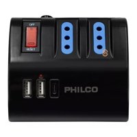 Philco - Zapatilla Alargador Extension De Escritorio Usb C Negro