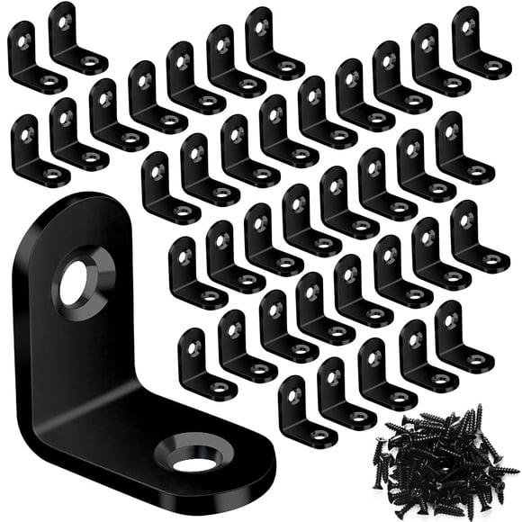 Escuadra en L FATLODA 40 piezas Acero inoxidable negro 20 x 20 x 16 mm