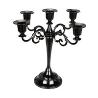 Magideal - Candelabro De Pilar Para Velas, Candelabro De 5 Velas, Candelabro De Aleación De Zinc De 5 Brazos Para Decoración De Centros De Mesa, Cenas Y Eventos Negro