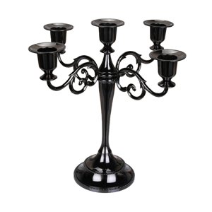 Magideal - Candelabro De Pilar Para Velas, Candelabro De 5 Velas, Candelabro De Aleación De Zinc De 5 Brazos Para Decoración De Centros De Mesa, Cenas Y Eventos Negro