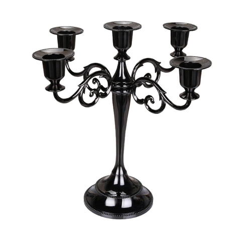 Magideal - Candelabro De Pilar Para Velas, Candelabro De 5 Velas, Candelabro De Aleación De Zinc De 5 Brazos Para Decoración De Centros De Mesa, Cenas Y Eventos Negro