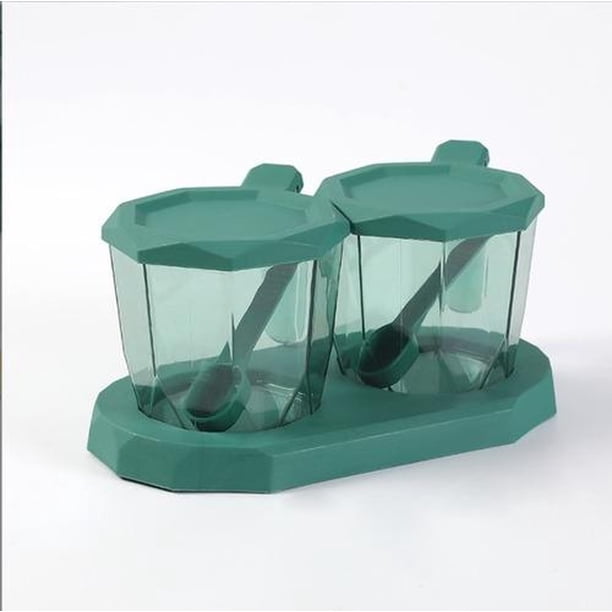 Set 2 Especieros Con Cuchara Diseño, Azucarero Condimentos verde