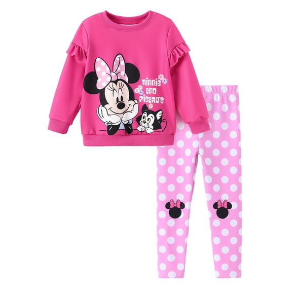 Outfit Disney: sudadera y leggings con volantes de Minnie Mouse para niñas