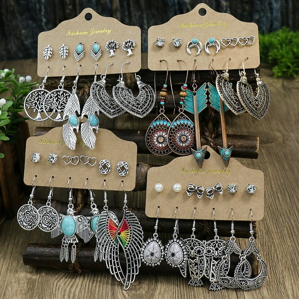 Vintage Boho Turquoise Drop Dangle Earrings Set - Perfect Gift for Women & Girls!
