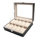 thumbnail image 3 of Caja De Reloj De Cuero Con 10 Ranuras, Organizador De Vitrina De Joyería Con Tapa De Cristal, 3 of 3