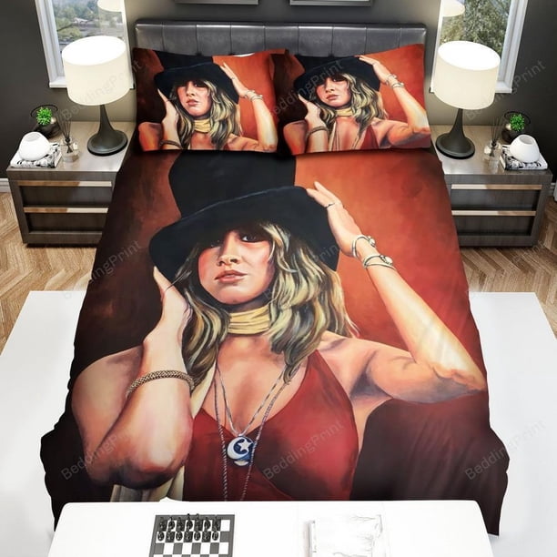 Stevie Nicks Hat Quilt Duvet Cover Set Soft Comforter Cover Home Textiles3-Piece Bedding Set
