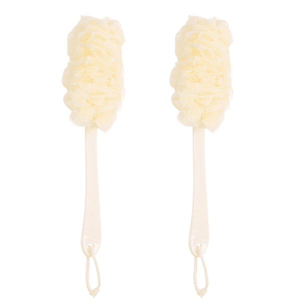 Cepillo de espalda para ducha, cepillo de espalda con mango largo, esponja de malla de nailon suave, lufa en barra para hombres y mujeres, exfoliante para limpieza de personas mayores.