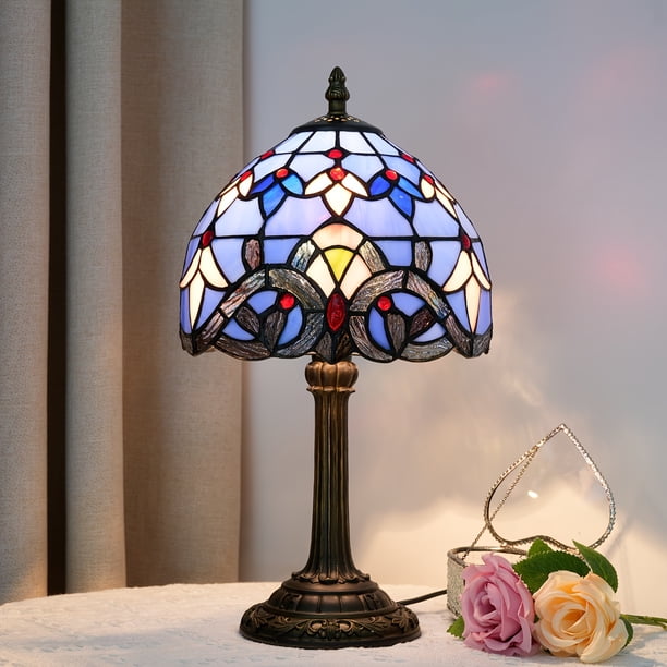1pc 8 Inch Stained Glass Table Lamp, Handmade Living Room, Dining Room, Bedroom, Warm Bedside Lamp, Bar, Retro European, Rustic Style, Mediterranean Simple European A Variety Of Choices Creative Gifts