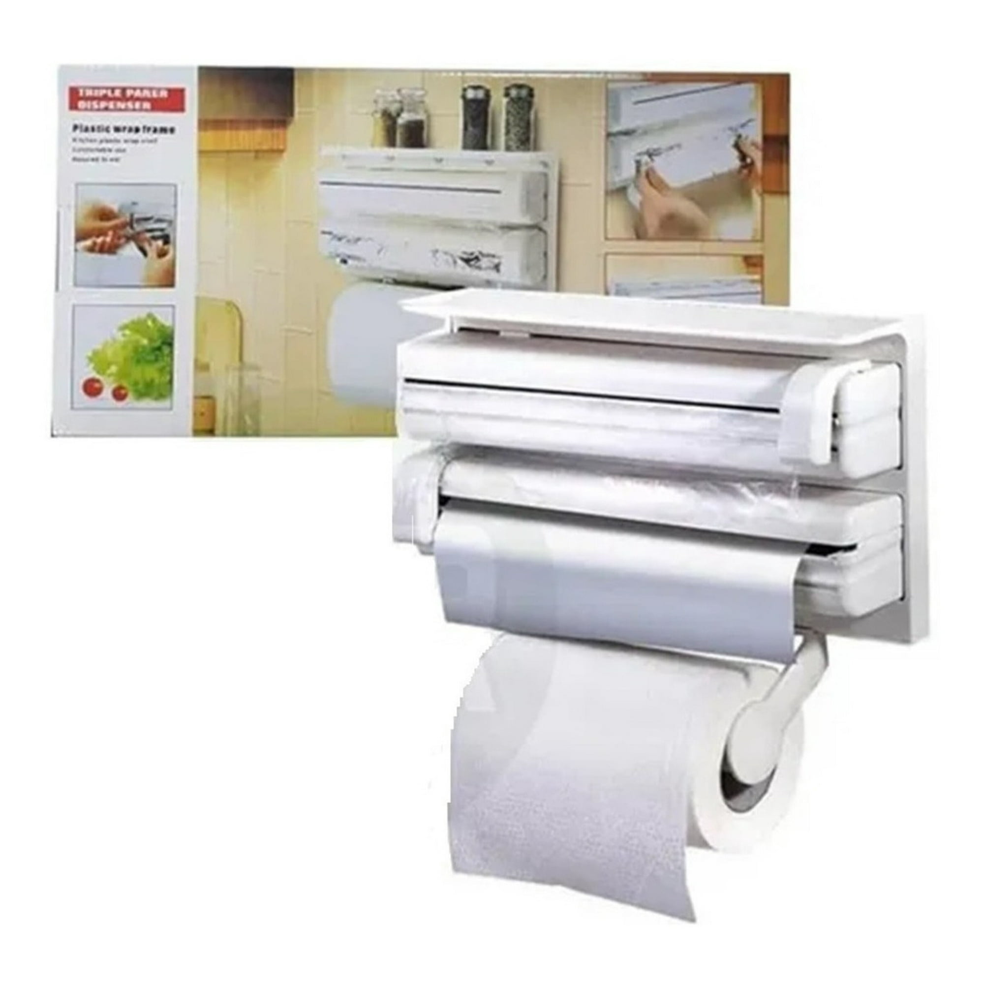 Genérico - Dispensador Corta Fácil Triple Papel De Cocina Toalla Nova