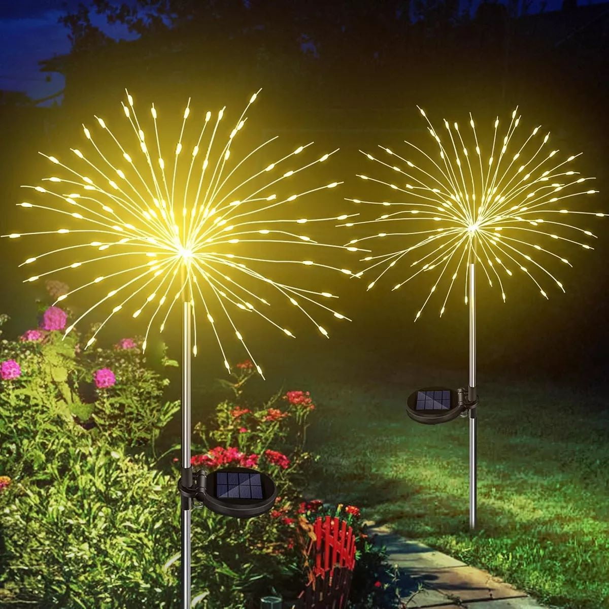 Shop E-home - Luces Led Fuego Artificial Solares Navidad 2 Unidades Color Calido