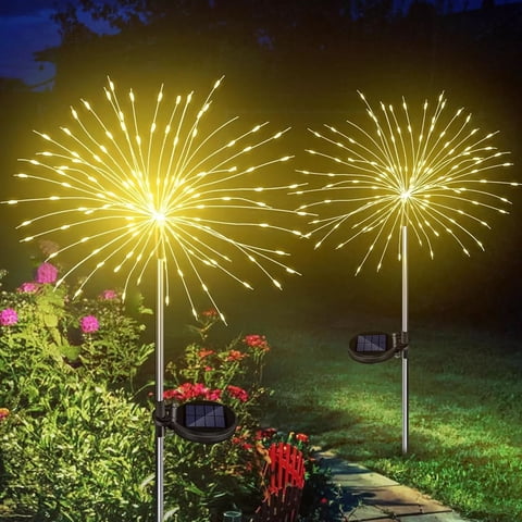 Shop E-Home - Luces Led Fuego Artificial Solares Navidad 2 Unidades Color Calido