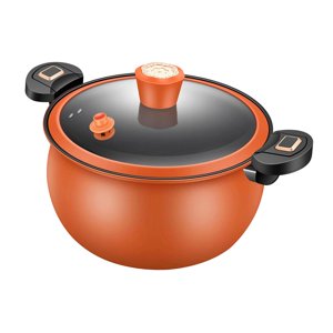 Magideal - Olla A Presión Micro Multiusos, Olla Lento, Ollas De Cocina Con Doble Mango, Olla Para Sopa, Carne, Para Comida, Fideos, Leche, Cereales, Guis Naranja