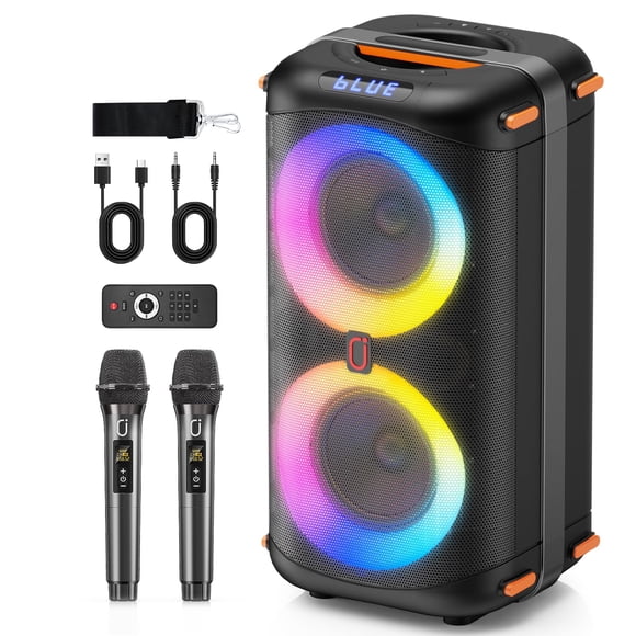 Máquina De Karaoke Con 2 Micrófonos Inalámbricos Bluetooth