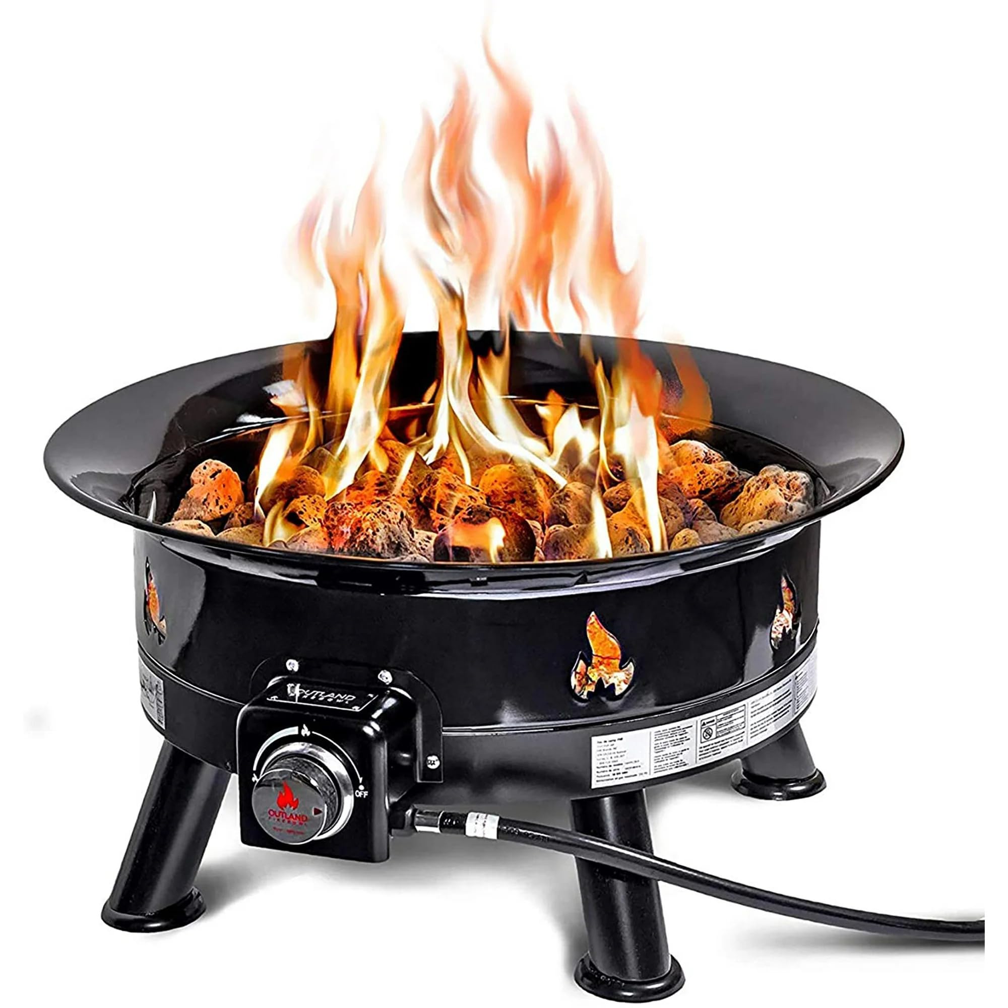 Brasero Portátil Outland Living Firebowl Sin Humo De Gas Propano, Para Exteriores, Con Cubierta Resistente A Los Rayos Uv 61 Cm De Diámetro, 58 000 Btu, Color Negro