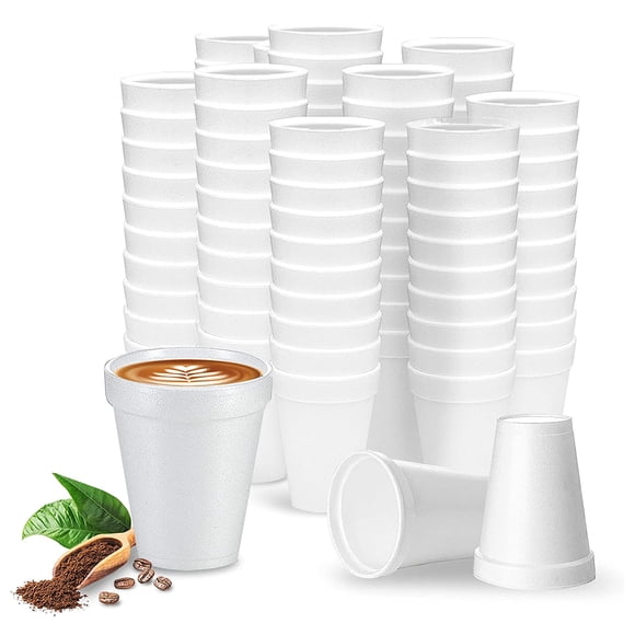 Vasos de espuma Shop Square, 8 onzas (paquete de 100), con aislamiento blanco