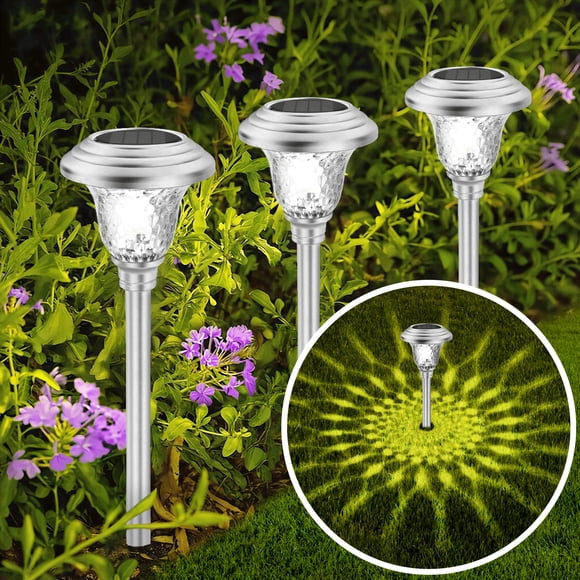 Luces Solares para Senderos BEAU JARDIN 42 cm Acero Inoxidable Paquete de 4