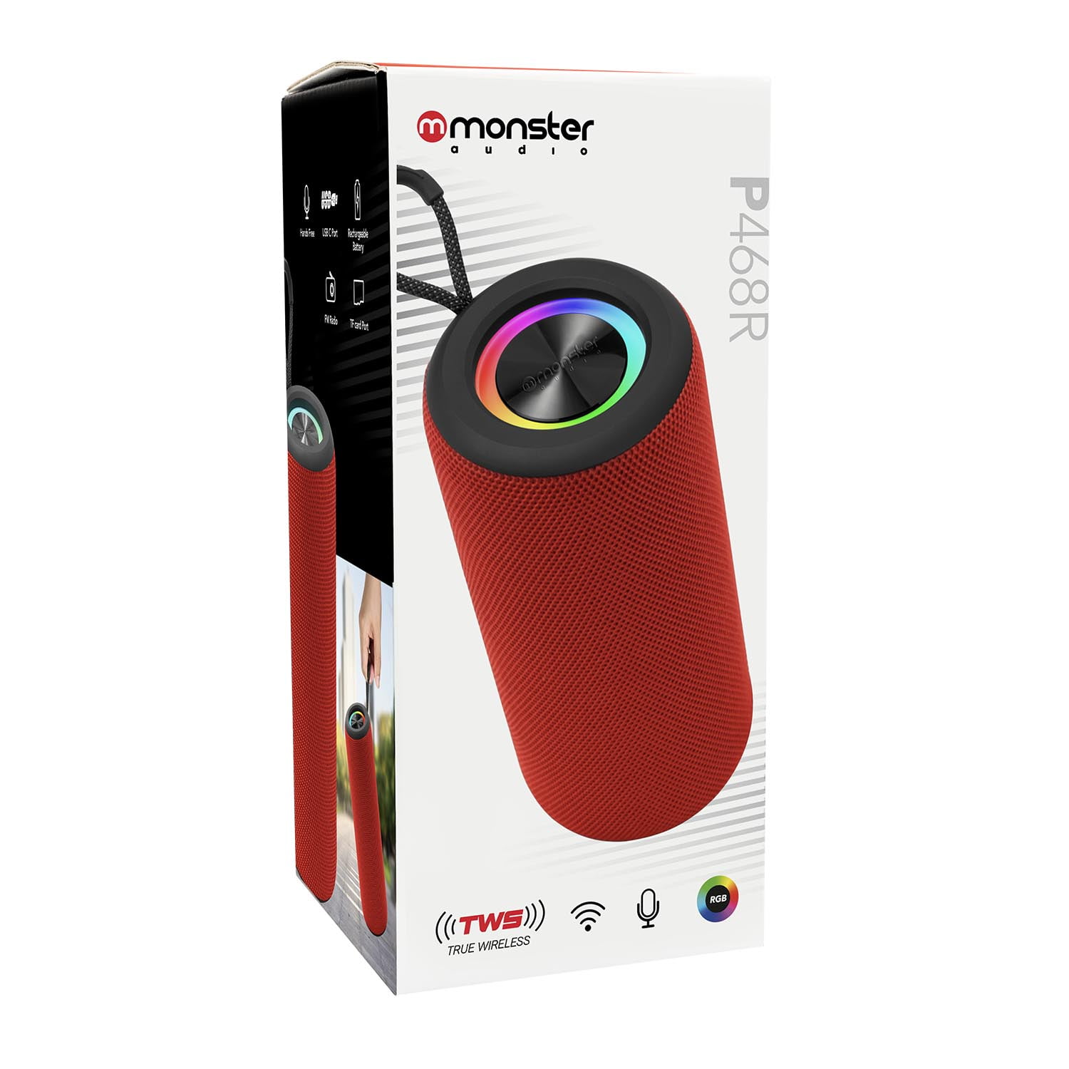 Parlante Bt Monster Audio P468r Rojo