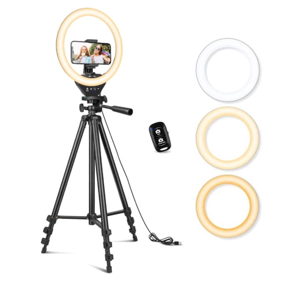 Ring Light Sensyne de 10 pulgadas con soporte de trípode de 50 pulgadas para Phone Live