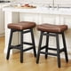 thumbnail image 1 of Taburetes de bar Raynesys, altura de mostrador, juego de 2 con asiento de cuero, 1 of 9