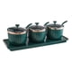thumbnail image 2 of Caja De Especias Moderna Tarro De Condimento Con Tapa Bandeja De Cuchara Para Restaurante Bar Verde Oscuro 3 Rejillas, 2 of 5