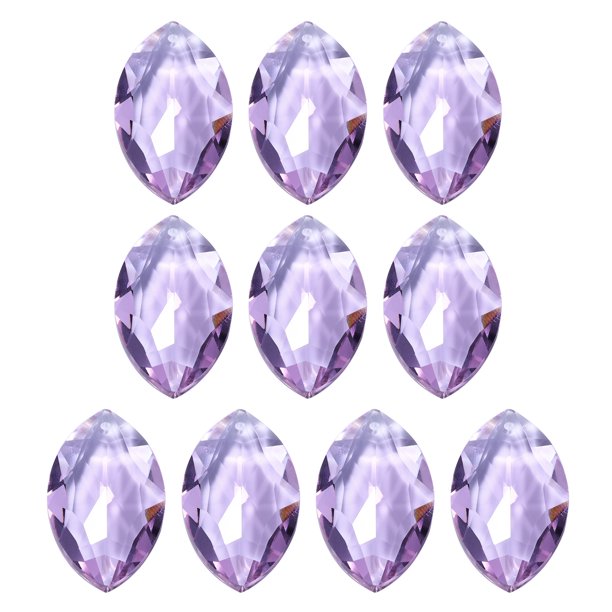 Uxcell Colgantes de Cristal K9 Cuentas Ovaladas, Paquete de 10 Prismas de Araña de 38mm Partes de Cuentas Colgantes DIY Lámpara Luz Púrpura