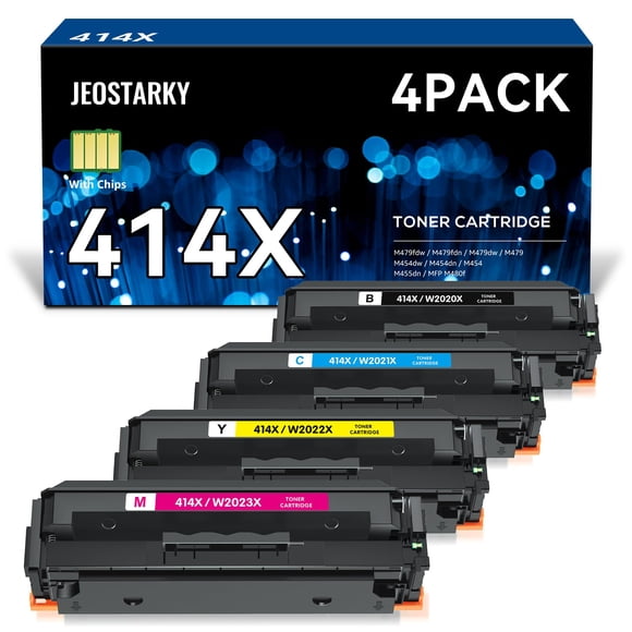 Paquete de 4 cartuchos de tóner Jeostarky 414x de alto rendimiento para HP