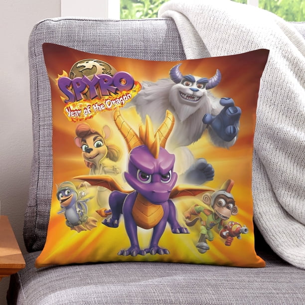 Spyro el Dragón Fundas de almohada de terciopelo con tema, regalos de funda de almohada, decoración para el hogar, cojín de lanzar, regalo de cumpleaños para fans y parejas.50*50cm.