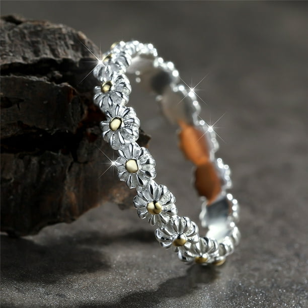 Gorgeous 925 Sterling Silver Flower Ring - Perfect for Women's Engagement & Wedding Jewelry