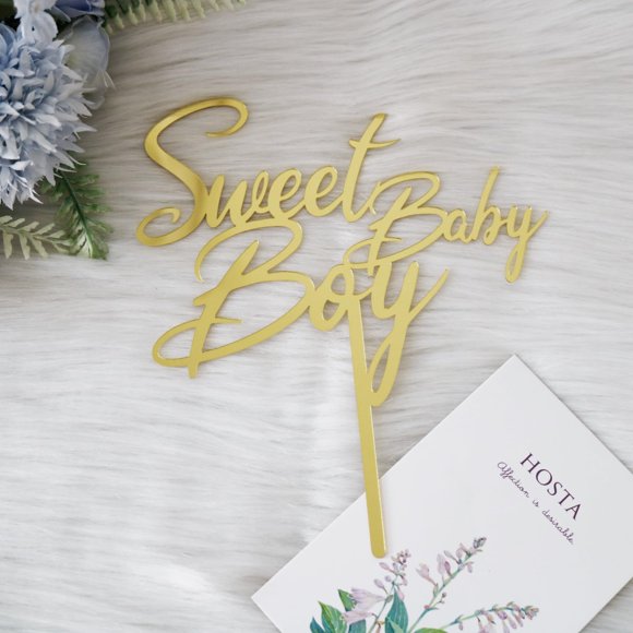 Adorno de Acrílico Dorado Sweet Baby Boy para Tarta – Auteby