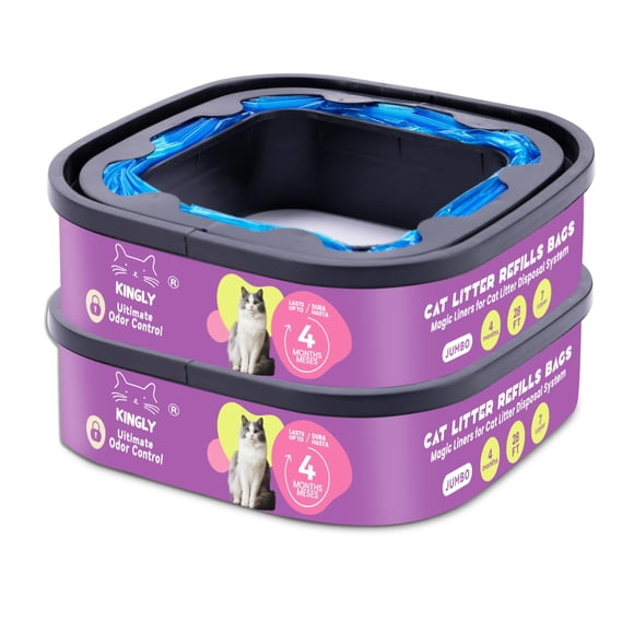 Bolsas de recarga de arena para gatos KINGLY Jumbo, 8 meses, paquete de 2, 28 pies