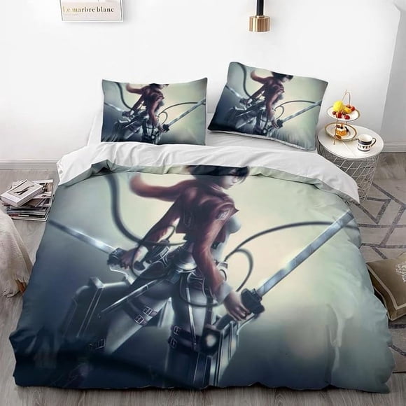 Invad-e on Tit-an Ere-n Le-i Anime -Soft 3D P-rint-d Duvet- Cover Bedd-ing Set with Comfort-er Cover
