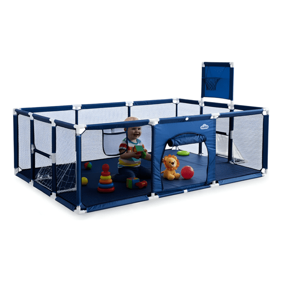 Corral Bebe Infantil 3en1 Juego Malla Tela Oxford 180x120cm Azul