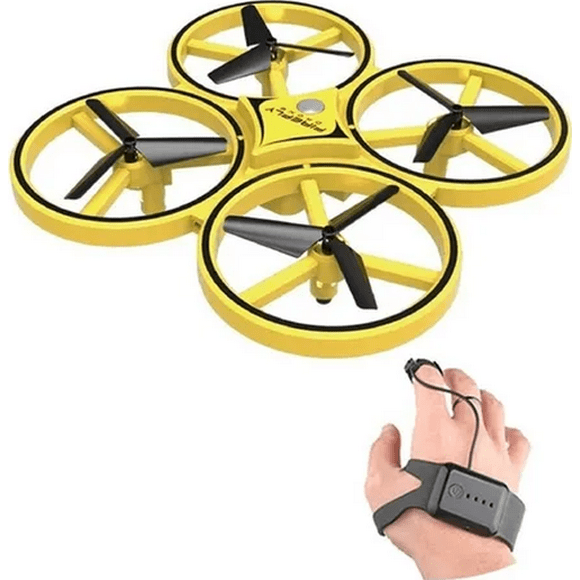Drone luciérnaga rc mano color amarillo