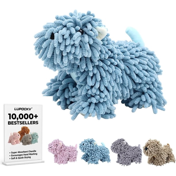 Toalla mano diseño perro felpa bola secado microfibra absorbente baño marrón