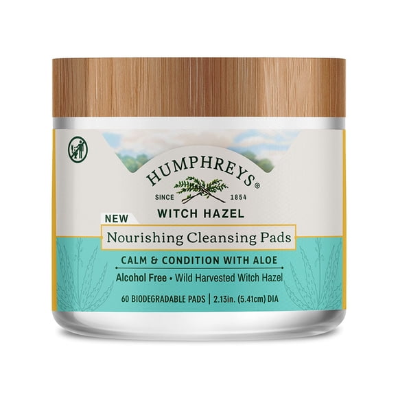 Almohadillas limpiadoras Humphreys Nourishing Witch Hazel con aloe 60 almohadillas