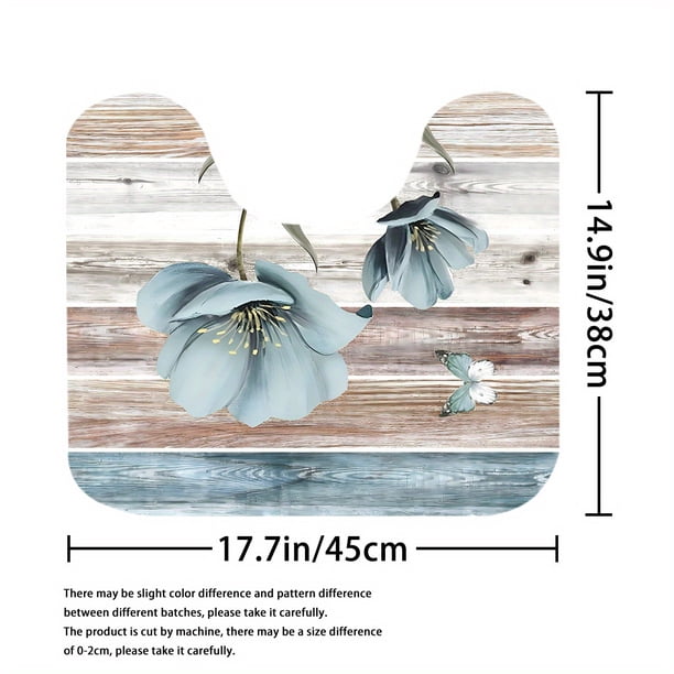 1pc Modern Wooden Shower Curtain and Floor Mat Set with 12 Hooks - Perfect for Bathroom Decoration and Organization