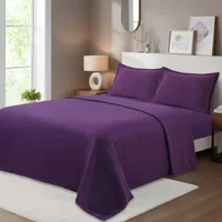 Casadeliacl - Juego De Sábanas Polar 2 Plazas Morado Oscuro Liso