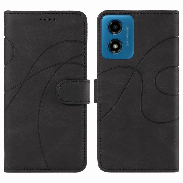 Funda tipo cartera con tapa para Motorola MOTO G24 con tarjetero, soporte y cubierta magnética Negro