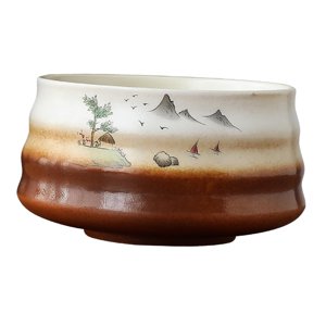 Bothyi - Soporte Para Batidor De Té Hecho A Mano Soporte Para Batidor Matcha Para Principiantes Profesional Marrón Y Blanco