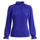 thumbnail image 4 of INSPIRE CHIC Blusa de Primavera para Mujer de Manga Larga con Volantes y Lazo en el Cuello para Oficina y Trabajo Elegante S Azul Real, 4 of 5