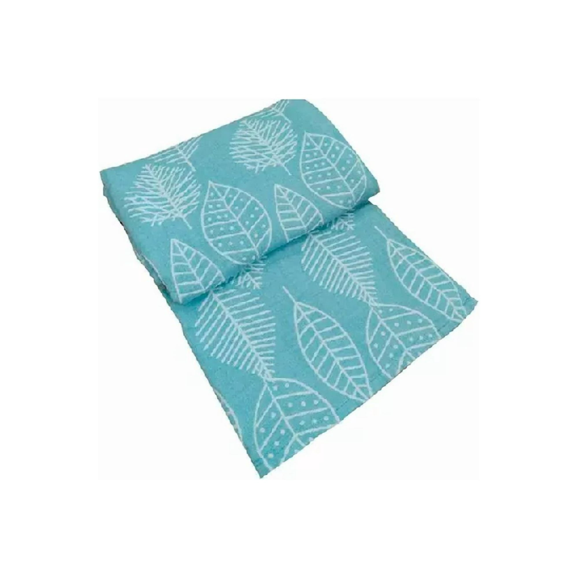 Genérico - Piecera De Cama 150x200 Cm Color Hojas Celeste