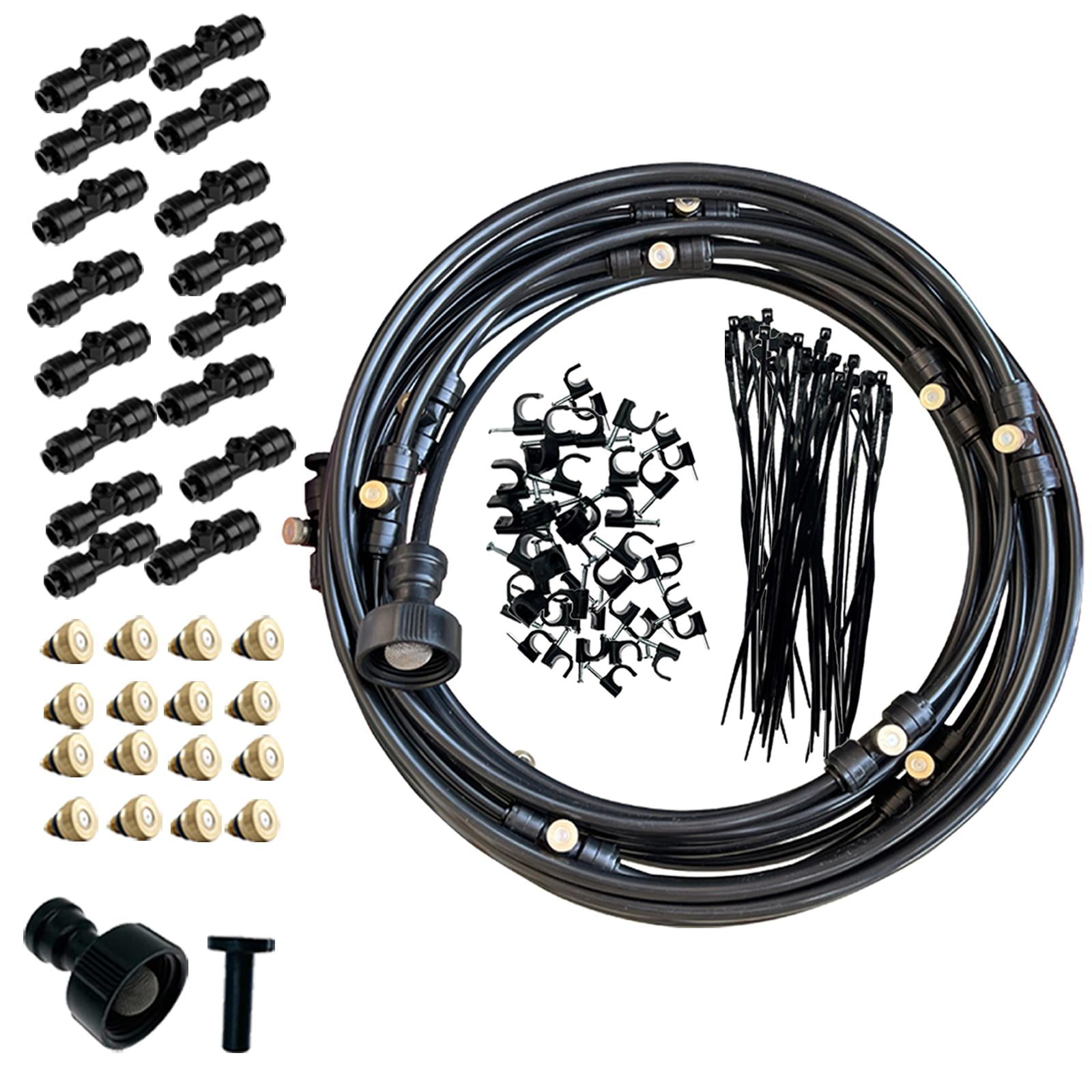 Magideal - Patio Misters Spray De Agua Adaptador De Latón Enfriador Kit De Enfriamiento De Niebla Kit De Sistema De Enfriamiento De Nebulización Para , Negro 12m 116piezas