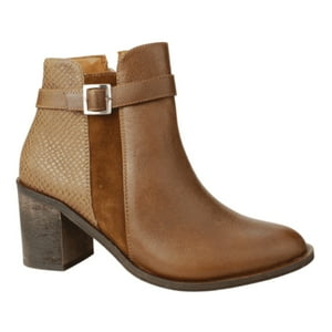 Botín Exs Broche Reptil Cuero Marrón