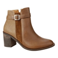 Botín Exs Broche Reptil Cuero Marrón