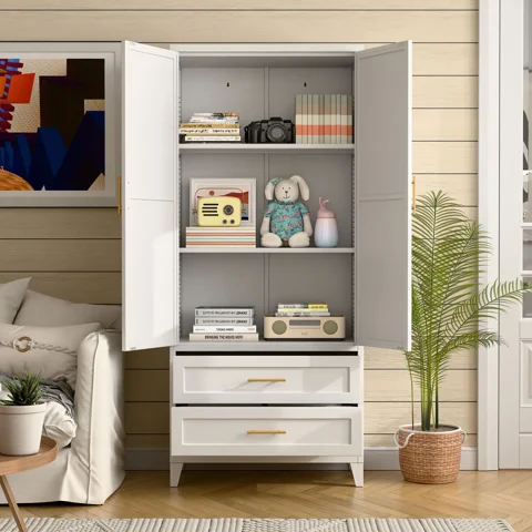 Recilock - Gabinete Alto 2 Cajones 181X80X40 Cm - Linea White Yxg-07