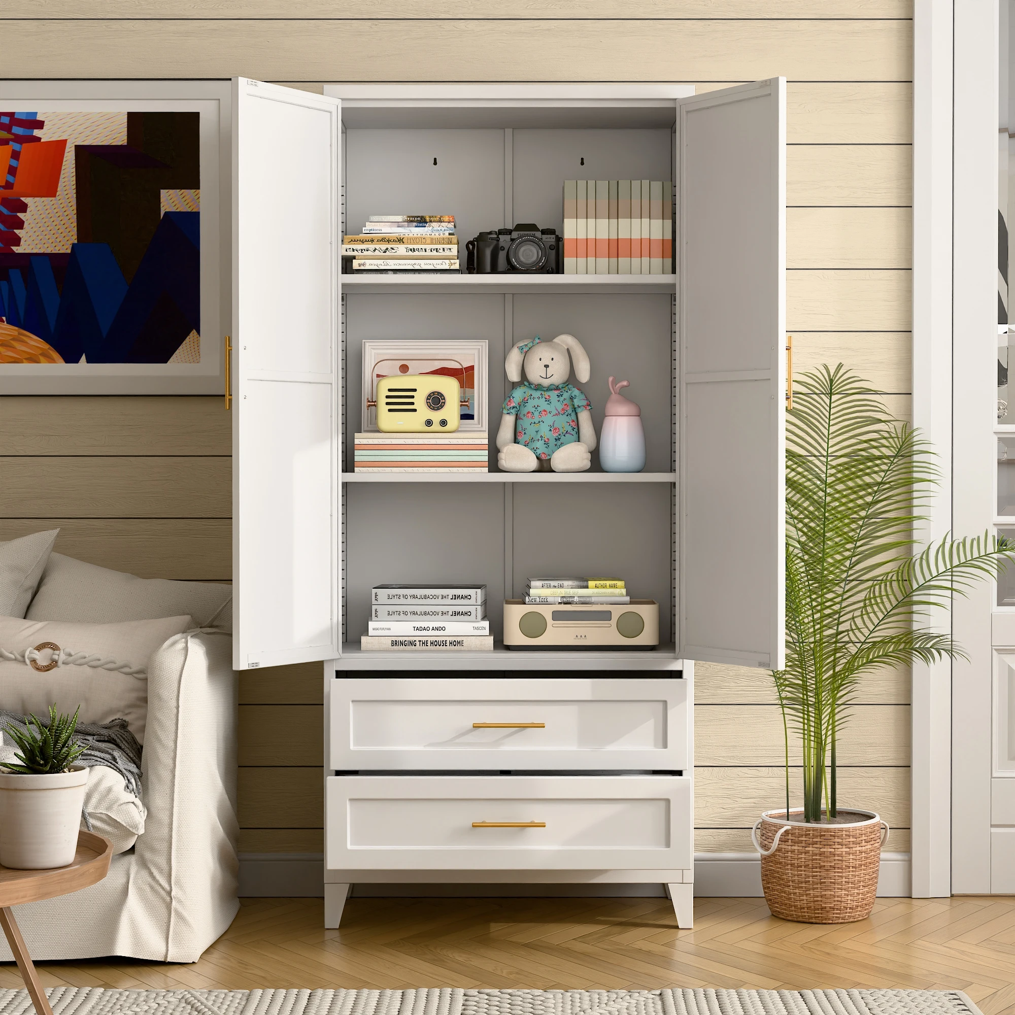 Recilock - Gabinete Alto 2 Cajones 181X80X40 Cm - Linea White Yxg-07