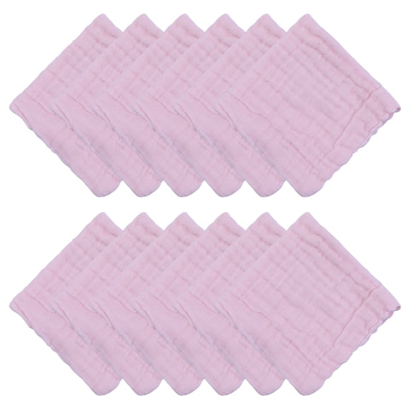REGALWOVEN 12" x 12" Paños de Muselina de Algodón, Suaves y Absorbentes Paños Reutilizables para Cara para Baño, Cocina, Gimnasio, Spa, Oficina Rosa 12pk