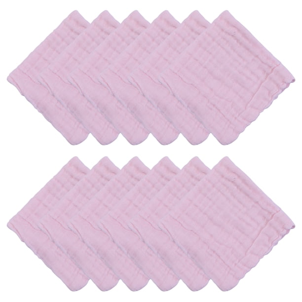 REGALWOVEN 12" x 12" Paños de Muselina de Algodón, Suaves y Absorbentes Paños Reutilizables para Cara para Baño, Cocina, Gimnasio, Spa, Oficina Rosa 12pk